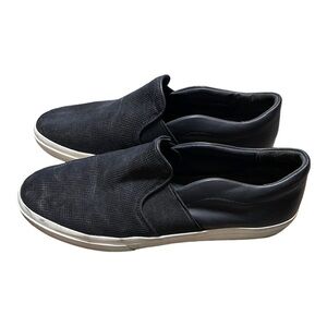 Vince Fenton Black Leather Slip-On Sneakers